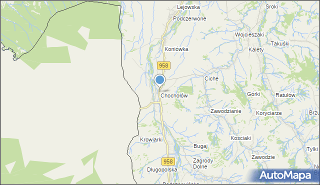 mapa Chochołów, Chochołów gmina Czarny Dunajec na mapie Targeo